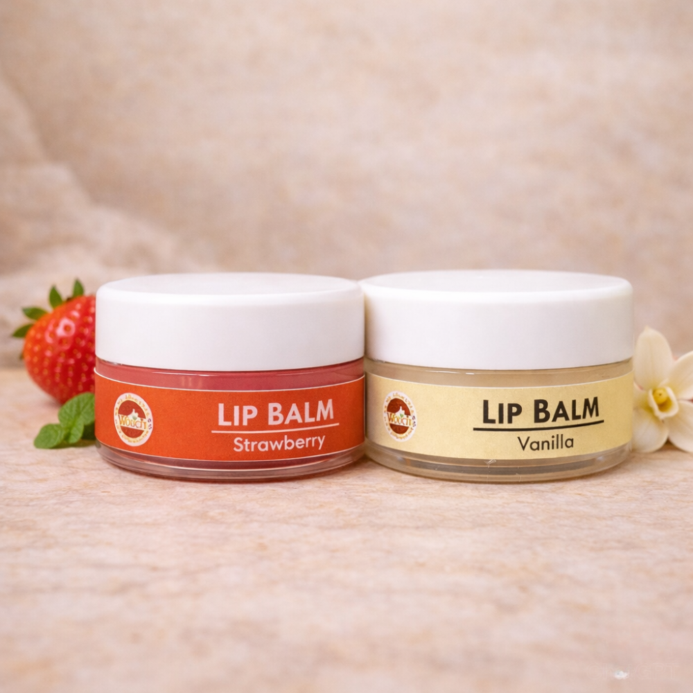 Wouch lip balm combo pack vanilla and chocolate flavor in round jar, natural vanilla and chocolate lip balm set with moisturizing formula, Wouch herbal lip balm duo for soft and hydrated lips, vanilla and chocolate lip balm jars for daily lip care, nourishing lip balm combo pack in vanilla and cocoa flavor, Wouch lip balm twin pack for dry and chapped lips, moisturizing lip balm set with smooth texture and natural ingredients

